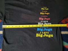 Vintage I Love Big Jugs T Shirt Size Small Adult Humor Funny Black (Fading)