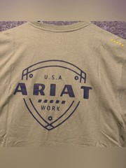 Ariat Rebar Work Pocket Tee Mens Medium Green Wicking Venttek 360 Shield NWT