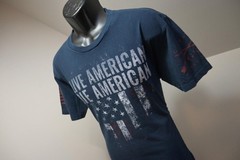 Grunt Style USA Punisher American Flag Shirt Blue Short Sleeve Mens Sz Large