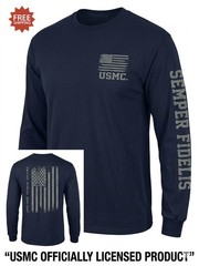 UNITED STATES MARINES USMC “SEMPER FIDELIS” Blue Long Sleeve T-Shirt – Sz M