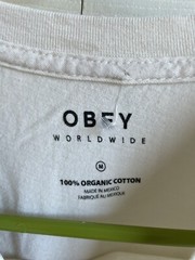 NWT Mens Obey Riot Cop Shield Cream White T Shirt RARE 100% Organic Cotton sz M