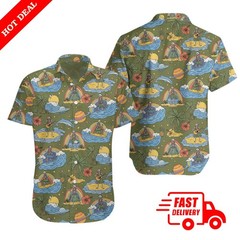 Grateful Dead Far Out Mens Dusty Olive Hawaiian Shirt Aloha Button Down Summer