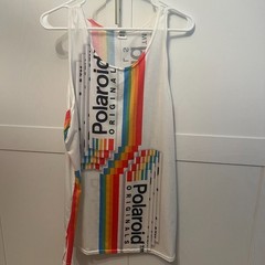 Polaroid Originals Graphic Tank Top Men’s Large Rainbow Stripe Retro White Tee