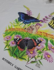 Vintage 90s Butterfly Garden Art Print Shirt Vtg Nature Flowers USA Multicolor