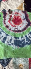 Unisex Adults L Multicolor Tie-Dye Cotton Knit Crew Neck Short Sleeve T-Shirt