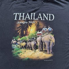 Vintage Thailand Jungle Tour Novelty Tee Men’s XXL Elephant Nature Black River