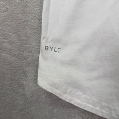 BYLT Mens XL Prism Dye Tee Adult White Grey Short Sleeve Curved Hem Streetwear