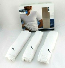 NAUTICA Size M 38-40 3 Pair V-Neck Soft Cotton Comfort T-Shirt MSRP $39