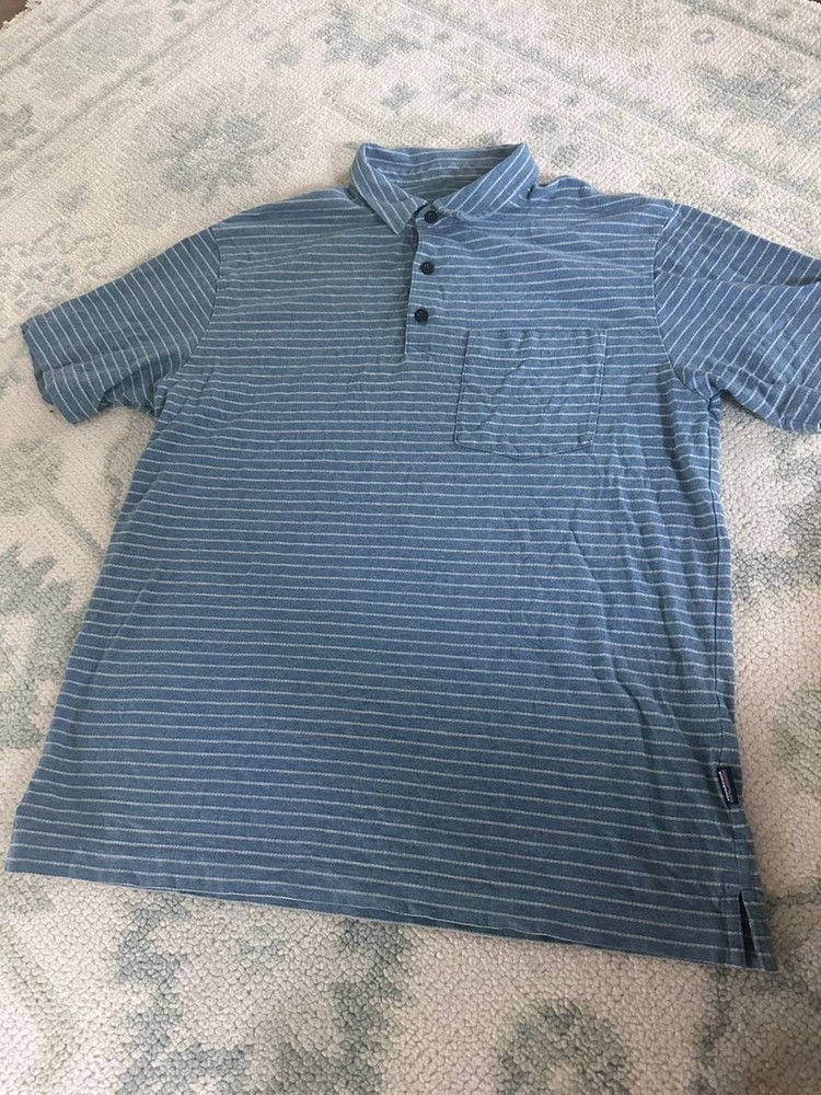 M Patagonia Men’s Organic Cotton Lightweight Striped Polo Shirt with Pocket