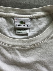Lacoste white men’s tshirt w logo patch 100% cotton Size 6/XL