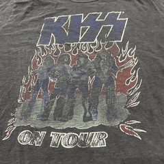 KISS Lucky Brand T Shirt Men XXL Gray Blue Music Rock Band Graphic Tee 2XL 50-52