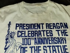Vtg. 1986 President Reagan Political T Shirt July 4th Statue Liberty Large USA