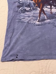 Native American Wolf Vintage Men’s Shirt Back To Earth Tie Dye Blue1990s *READ