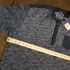 NWT STATUS QUO LONG SLEEVE HENLEY CREW NECK GRAY AND BLUE XXL