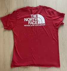 The North Face Men’s Short Sleeve T-Shirt Sunday Red Size L Logo Cotton Crew Nec