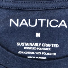 Nautica Shirt Mens Medium Navy Blue Sailing Regatta Graphic Tee Tagless Nautical