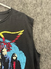 Aerosmith T Shirt Mens Large Black Cut Off Sleeve American Rock Tour Band Music