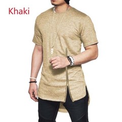Men’s Cotton Short Sleeve Zipper T Shirt Hip Hop Solid Hipster Streetwear Tshirt