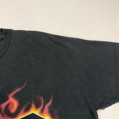 Vtg Warner Bros Superman Flame Logo Mens Shirt M Black Y2K Retro Punk Superhero