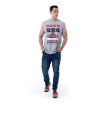 Way To Celebrate Men’s Gray Americana Graphic Beer BBQ United Muscle Tank Top