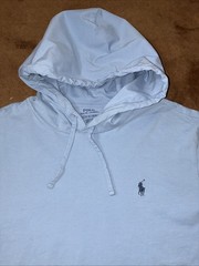 Polo Ralph Lauren Men’s Long Sleeve Hooded T-Shirt Baby Blue XL Drawstring Logo