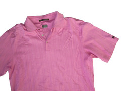 Vtg 00s Nike TIGER WOODS Pink Cotton/Poly COLLARED GOLF POLO Course Shirt Men L