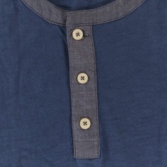 Gap Shirt Mens L Blue 100% Cotton Henley Short Sleeve Contrast Collar