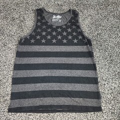 Brooklyn Cloth Stars & Stripes American Flag tank top Gray Blk Men S,Buckle USA