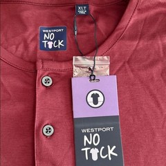 Westport NWT Men’s No-Tuck LustreTech Stretch Cotton Short Sleeve Henley Shirt