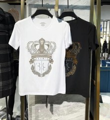 New Fashion Crown Trend Rhinestone Summer Cotton Short Sleeve Luxury Men T-Shirt