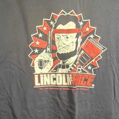 Abraham Lincoln Rambo Graphic T-Shirt Navy Blue Action Hero Funny Patriotic XL