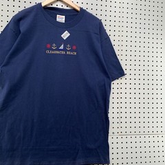 Vintage 90s Clearwater Beach Shirt Mens Large Blue Single Stitch Embroider 22×30