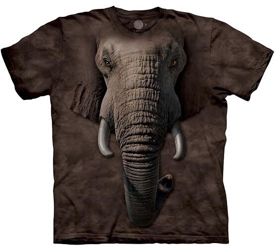 The Mountain African Elephant Tusks Brown Elephants Big Animal Cotton Shirt S-2X
