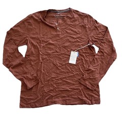 Free Fly Shirt Mens Large Henley Long Sleeve Size M Red