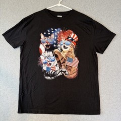 Cats T-Shirt Shirt * XXL * Flag Firework 4th Of July * VG * Patriotic Holiday