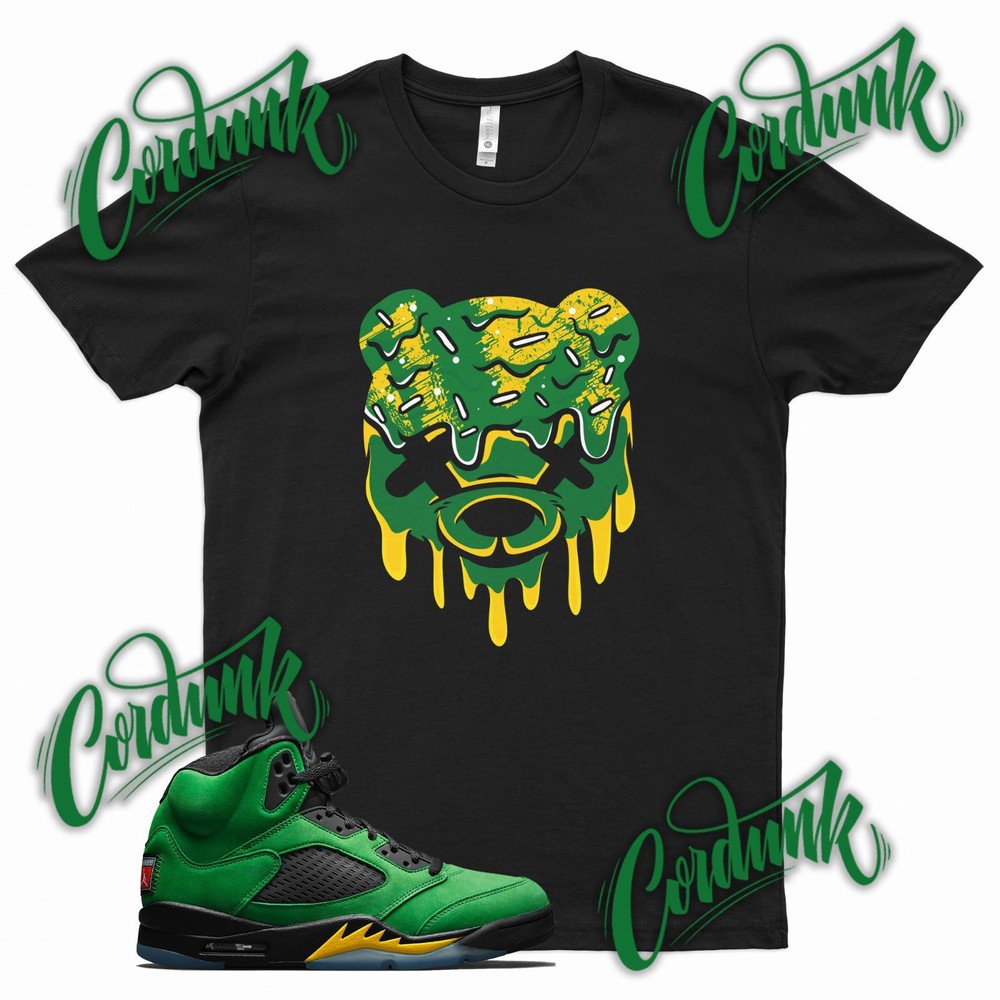 Black CREAM BEAR T Shirt for J1 5 Oregon Ducks Apple Green Elevate Yellow