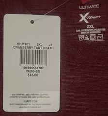 Hanes Ultimate X-Temp T-Shirts 2XL Cranberry Tart Heath New Sealed