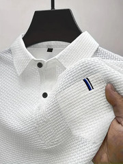 Men’s Ice Silk Collared Pocket Shirt Short Sleeve Casual Summer Top