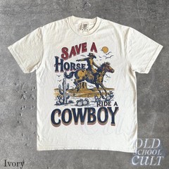 Save a Horse Ride a Cowboy Shirt Retro Western Cowgirl Comfort Colors Graphic