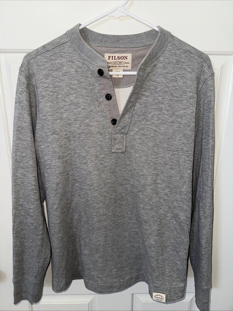 Filson Shirt Mens Gray Double Layer Henley Thermal Long Sleeve Midweight XS