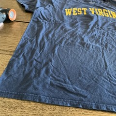 West Virginia University Adult T-Shirt Distressed Primary Logo, Navy, S-5XL