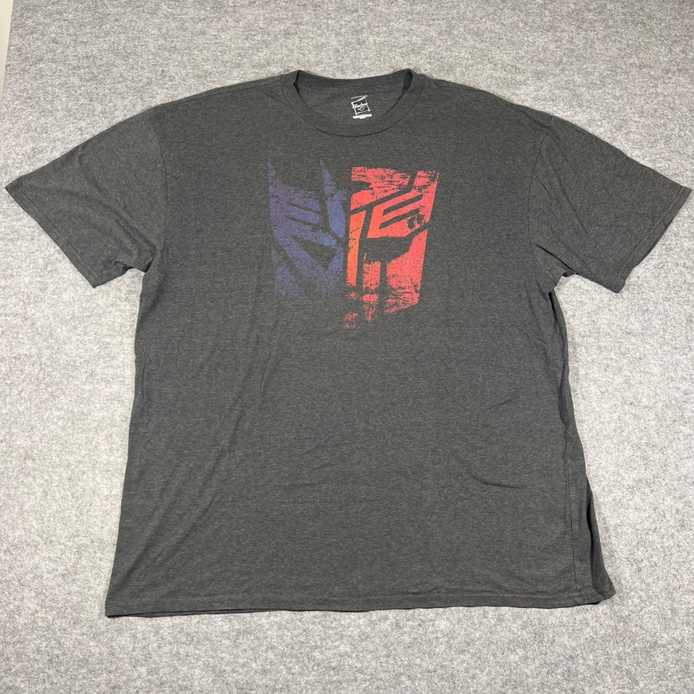 Transformers Autobot Decepticon Graphic T Shirt Men’s 2XL Gray Hasbro Logo Tee