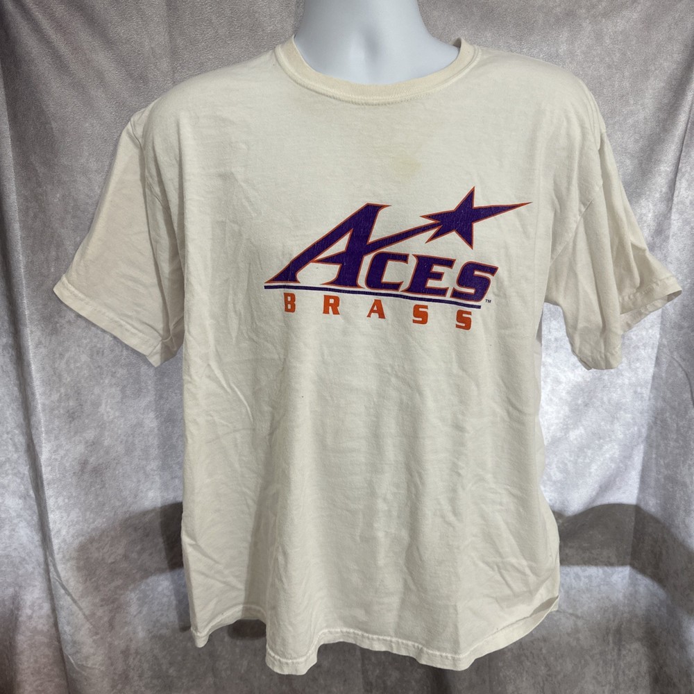Vintage University of Evansville Purple Aces Brass T Shirt XL UE Indiana