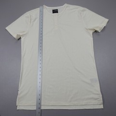 Cuts Clothing Split Hem Short Sleeve Tee Henley Stretch Beige Slim Fit