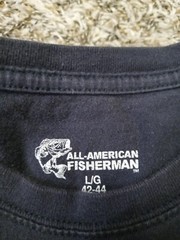 All American Fisherman Mens T Shirt Size L Black Short Sleeve Crewneck Cotton