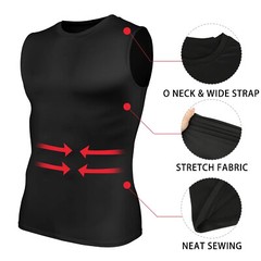 Mens Slimming Tummy Body Shaper Vest Compression T-Shirt Fitness Muscle Tank Top