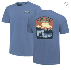 Comfort Colors Men’s Crater Lake National Park T-Shirt M Washed Denim Graphic T