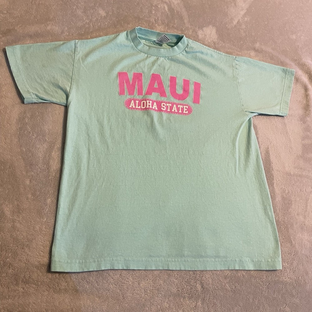 Maui Hawaii Shirt Adult Medium Blue Aloha State Crew Neck Streetwear Workout Tee