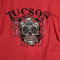 The Duck Co T-Shirt Mens Red Short Sleeve Tuscon Skull Chili