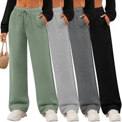 4 Pack Women’s Wide Leg Sweatpants Drawstring Lounge Joggers Women Straight XXL